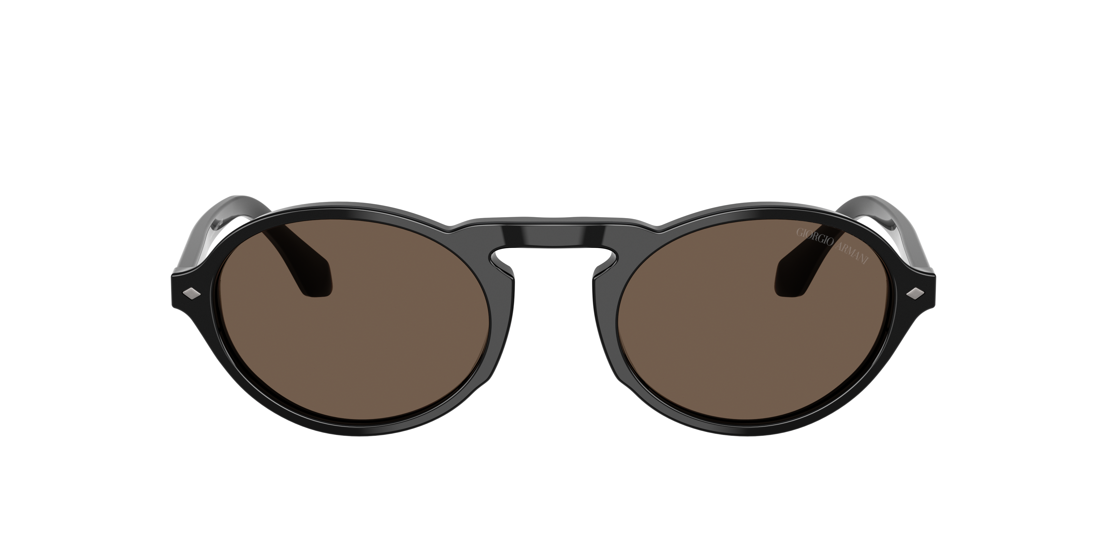 Giorgio Armani Black Acetate Sunglasses In Dark Brown