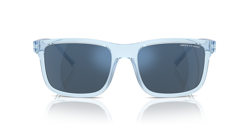 ARMANI EXCHANGE AX4145S Shiny Transparent Blue - Men Sunglasses, Dark Blue Mirror Blue Lens