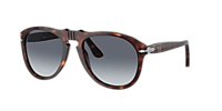Lunettes De Soleil Persol PO0649 - Monture Havane, Verres Bleu Gradué Polarisés, UV400, Style Aviateur, Neuves