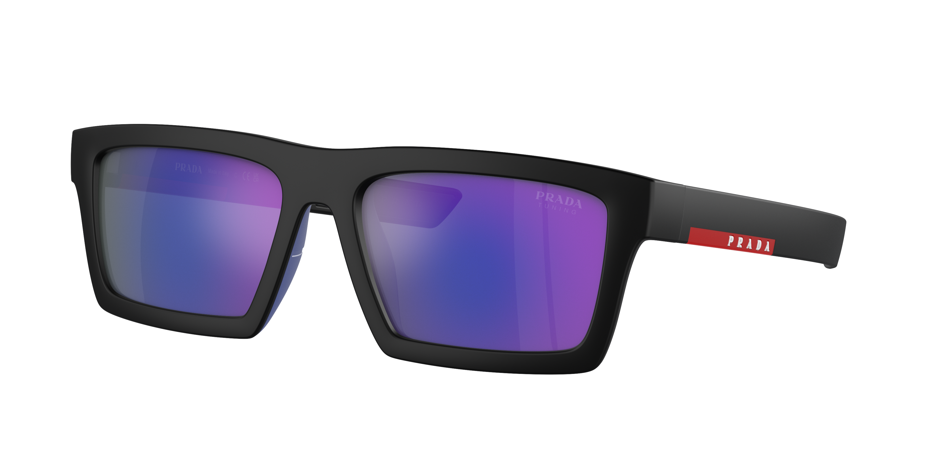 Prada Linea Rossa Man Sunglass PS 02ZSU -  Frame color: Matte Black, Lens color: Dark Blue Mirror Violet