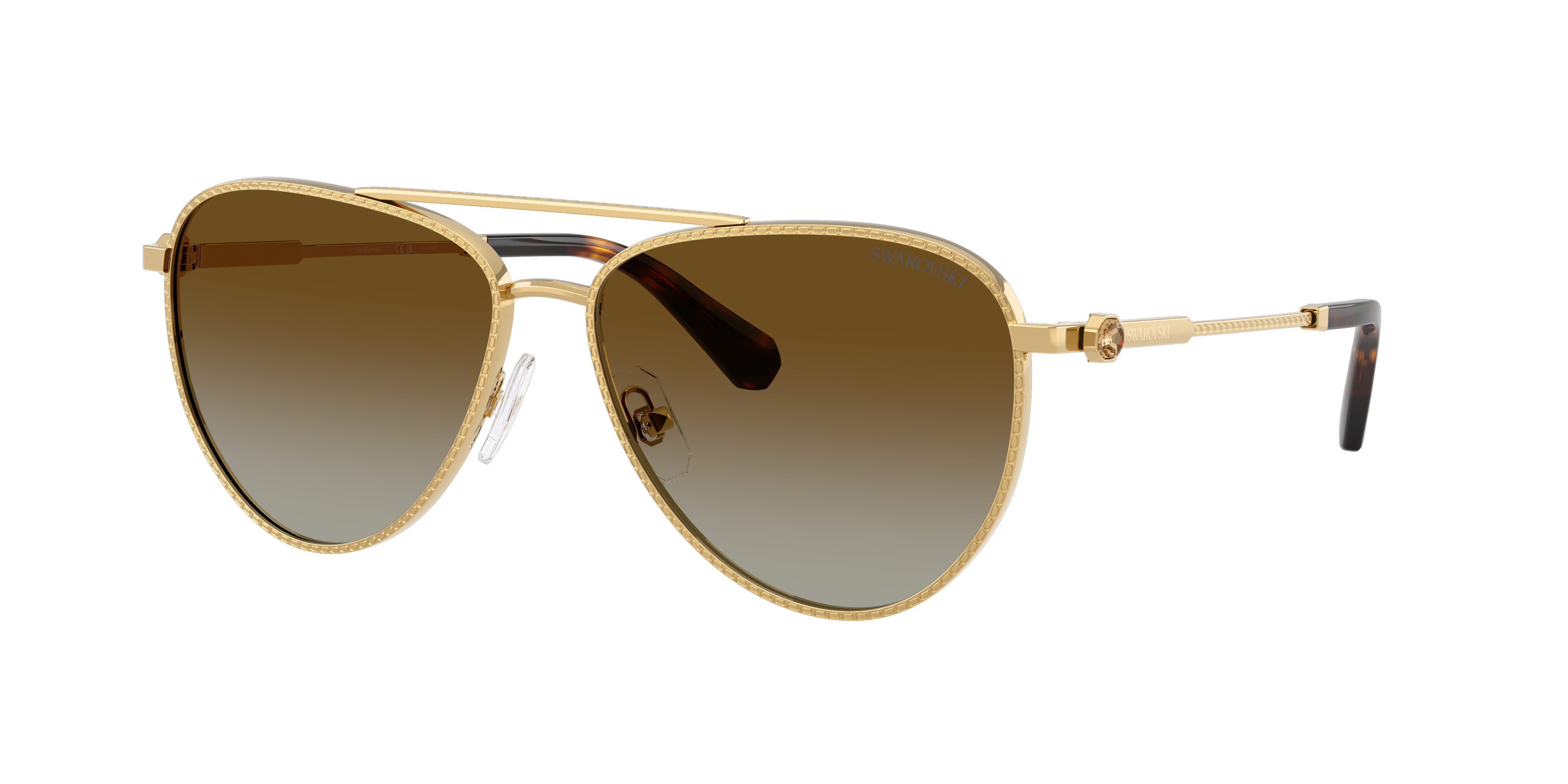 Swarovski 59mm Crystal Embellished Gradient Polarized Pilot Sunglasses In Gradient Brown Polar