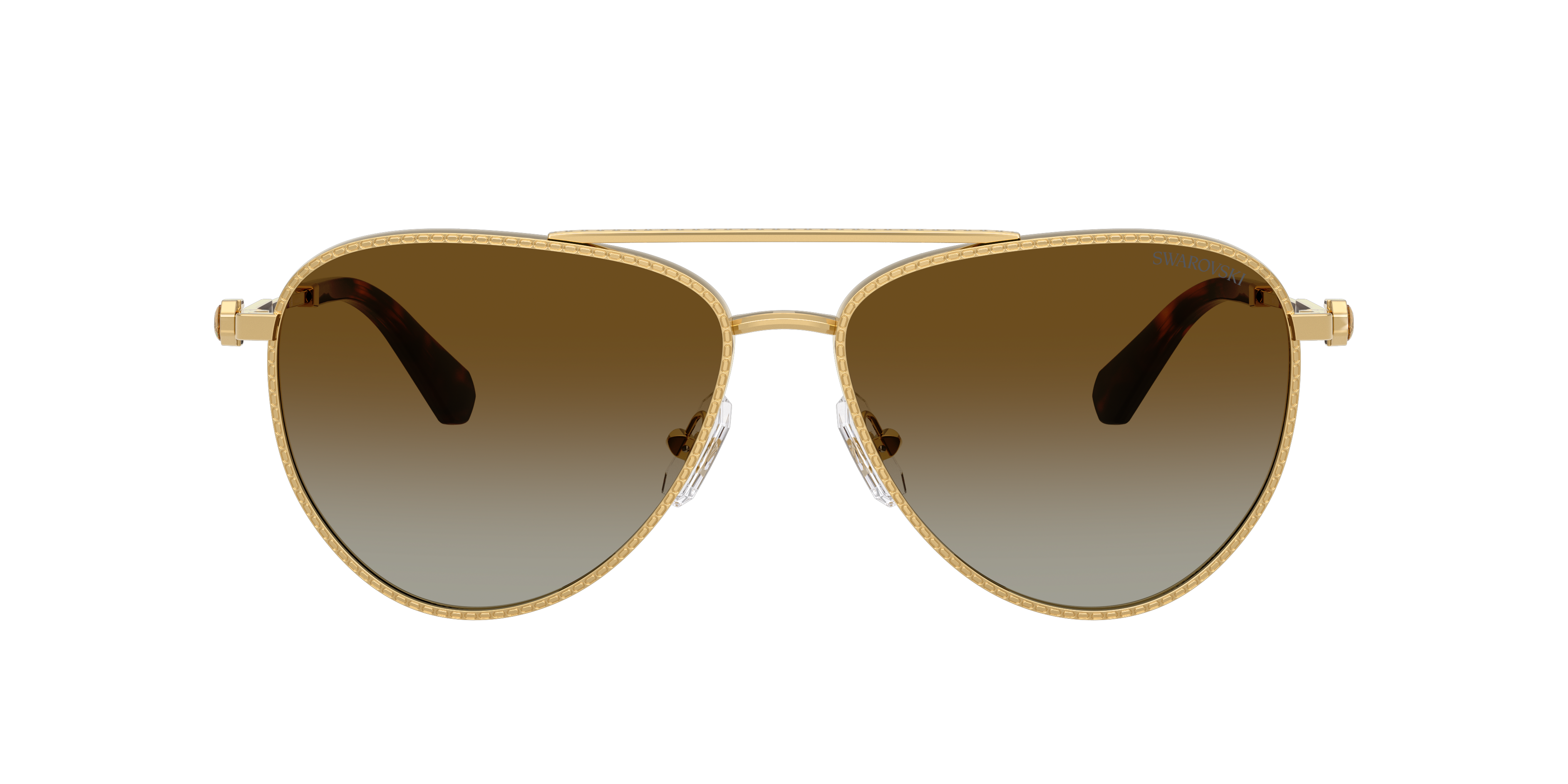 Swarovski 59mm Crystal Embellished Gradient Polarized Pilot Sunglasses In Gradient Brown Polar