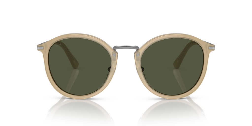 PERSOL PO3309S Beige Opal - Unisex Luxury Sunglasses, Green Lens