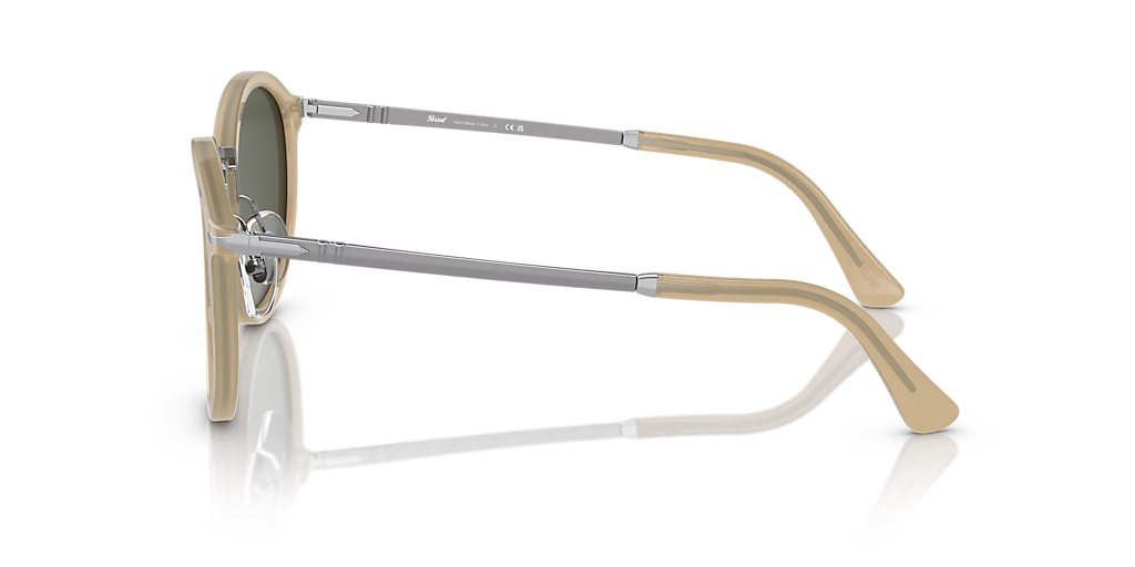 PERSOL PO3309S Beige Opal - Unisex Luxury Sunglasses, Green Lens