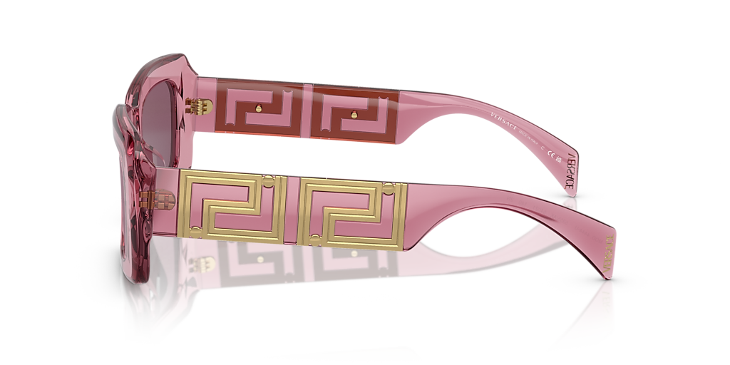 VERSACE VE4444U Transparent Pink - Women Luxury Sunglasses, Violet Internal Mirror Silver Lens