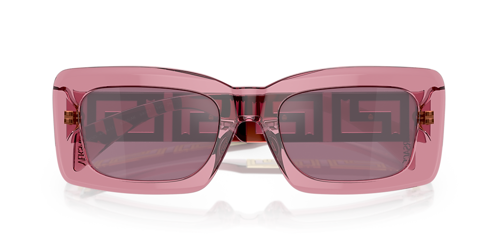 VERSACE VE4444U Transparent Pink - Women Luxury Sunglasses, Violet Internal Mirror Silver Lens
