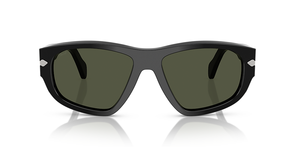 PERSOL PO0050S Black - Unisex Luxury Sunglasses, Green Lens