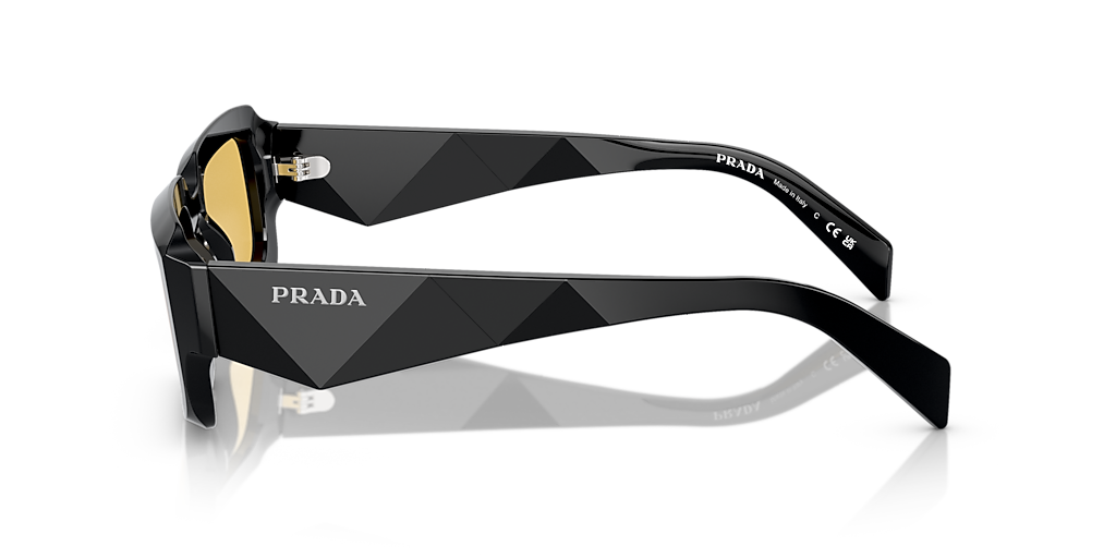 PRADA PR 27ZSF Black - Men Luxury Sunglasses, Yellow Lens