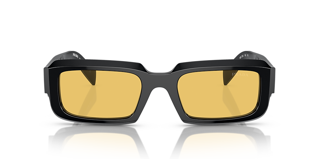 PRADA PR 27ZSF Black - Men Luxury Sunglasses, Yellow Lens
