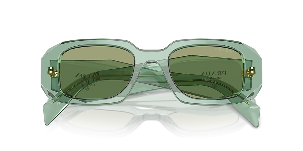 PRADA PR 17WS Transparent Sage - Women Luxury Sunglasses, Green Mirror Internal Silver Lens