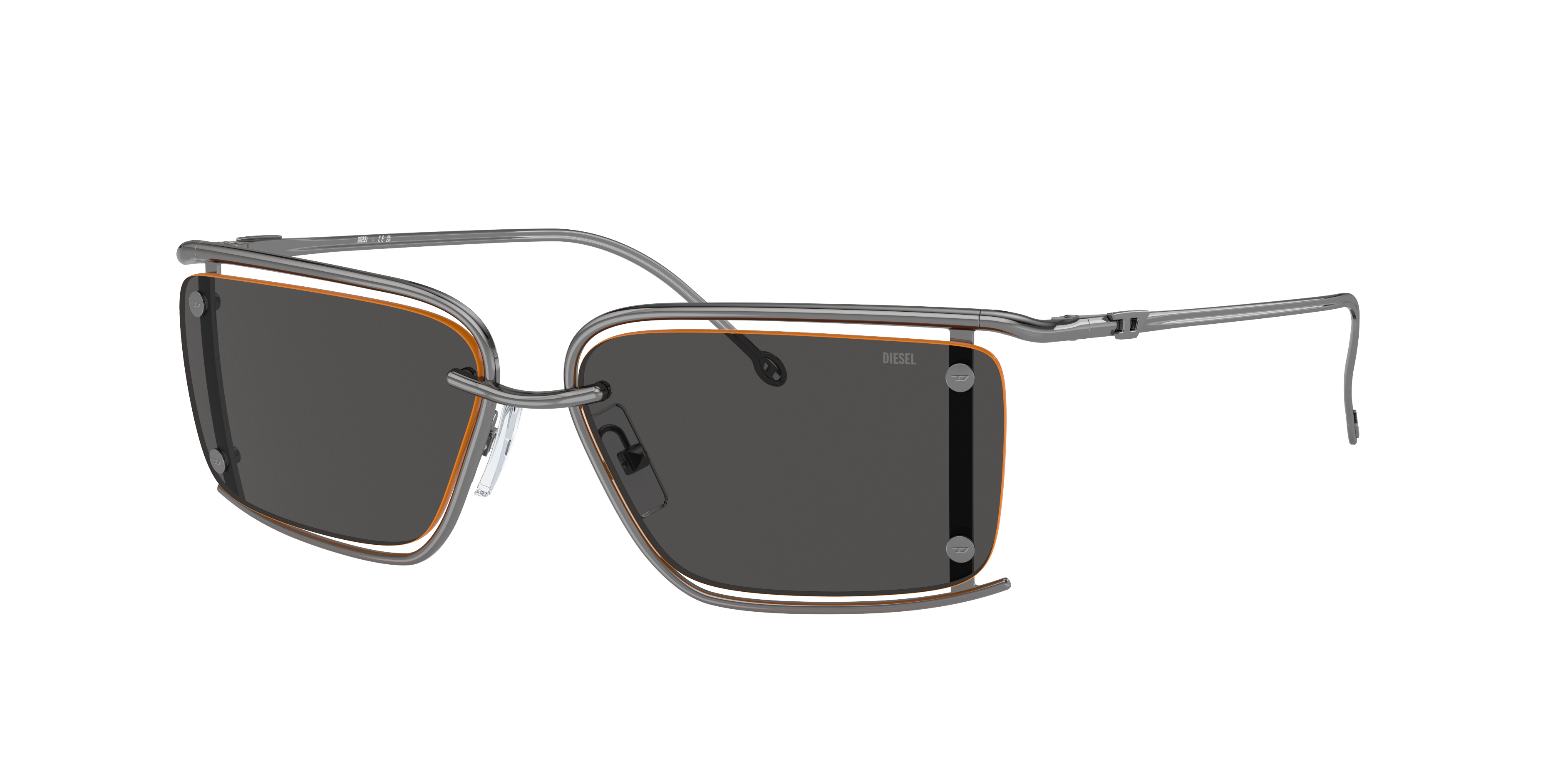 Diesel Unisex Sunglass DL1002 -  Frame color: Shiny Gunmetal, Lens color: Dark Grey