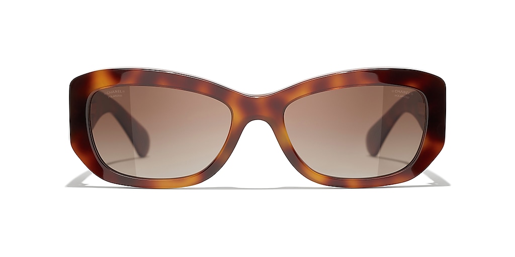 CHANEL Rectangle Sunglasses CH5493 Tortoise - Women Luxury Sunglasses, Light Brown Lens
