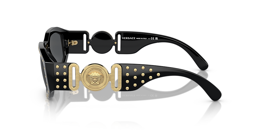 VERSACE VE4361 Biggie Black - Unisex Luxury Sunglasses, Dark Grey Lens