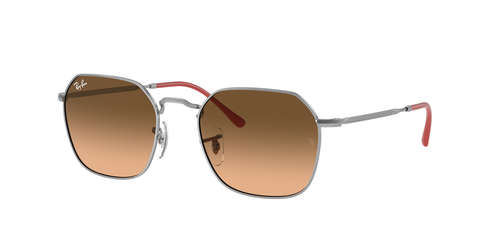 Ray-Ban Unisex Sunglass RB3694 Jim - Frame color: Silver, Lens color: Pink/Black