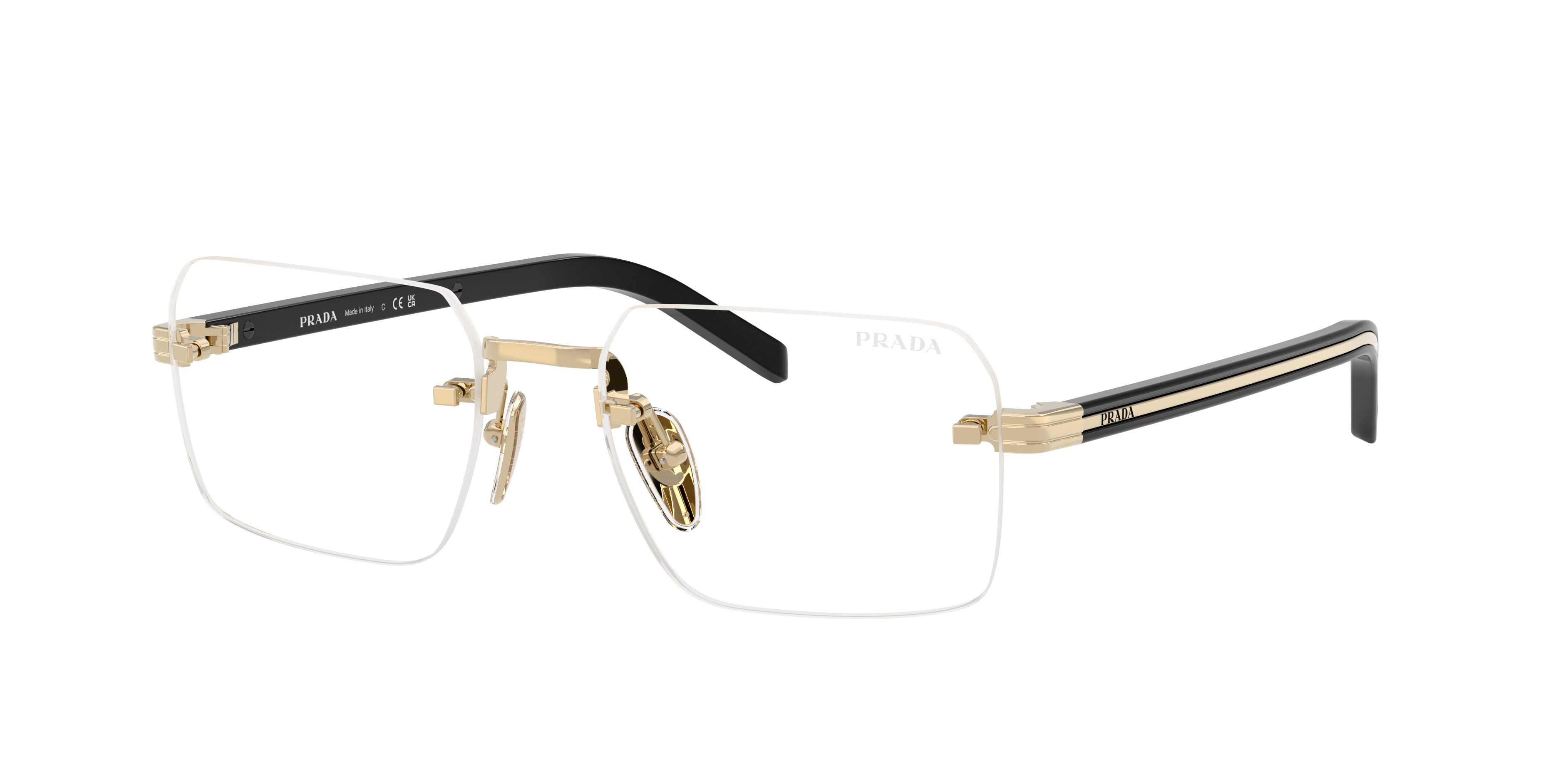 Prada Man Sunglass PR D55S -  Frame color: Pale Gold, Lens color: Blue-Violet Light Filter