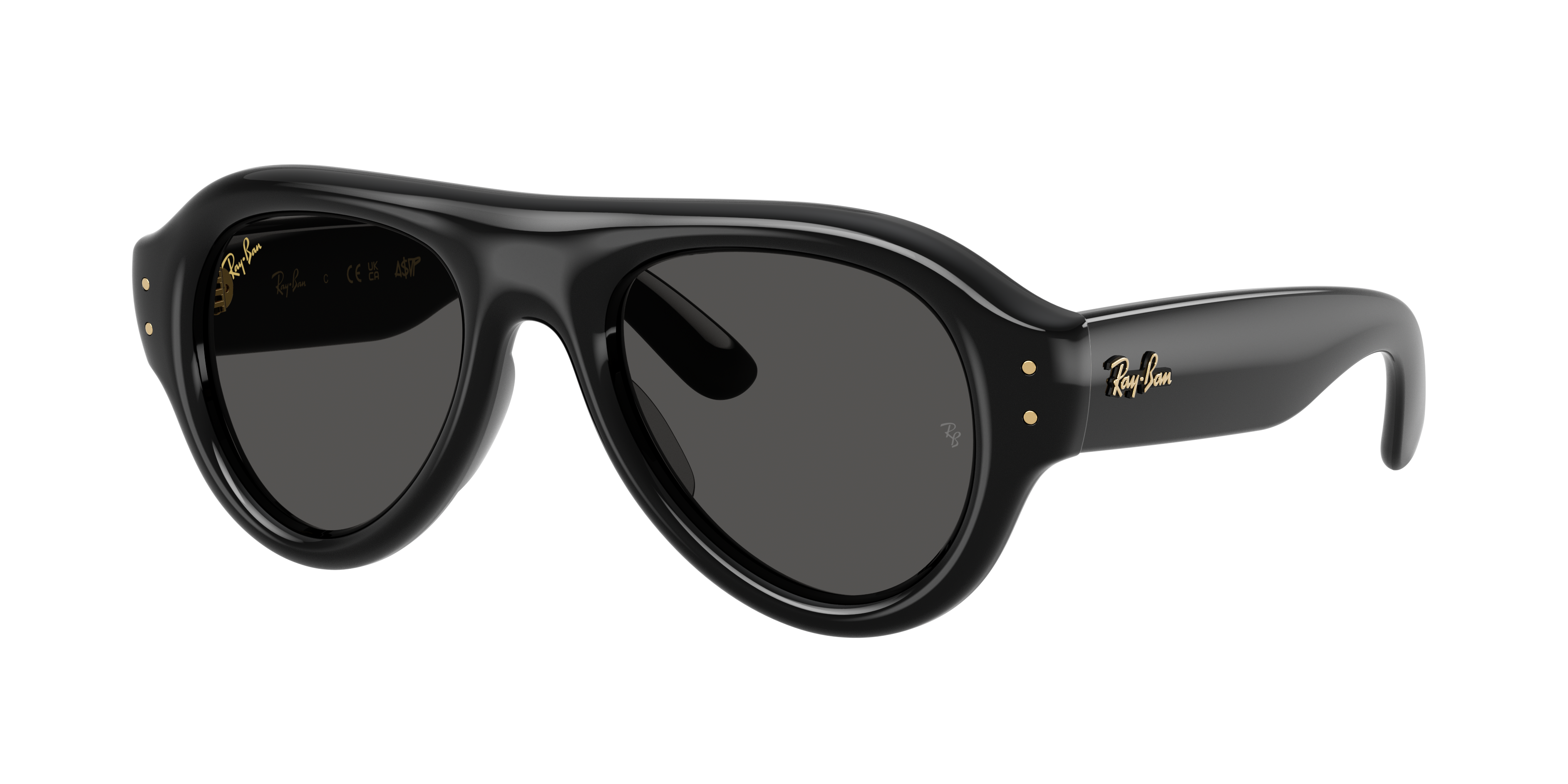 Ray-Ban Unisex Sunglass Aviator Puffer -  Frame color: Black, Lens color: Ultra Black