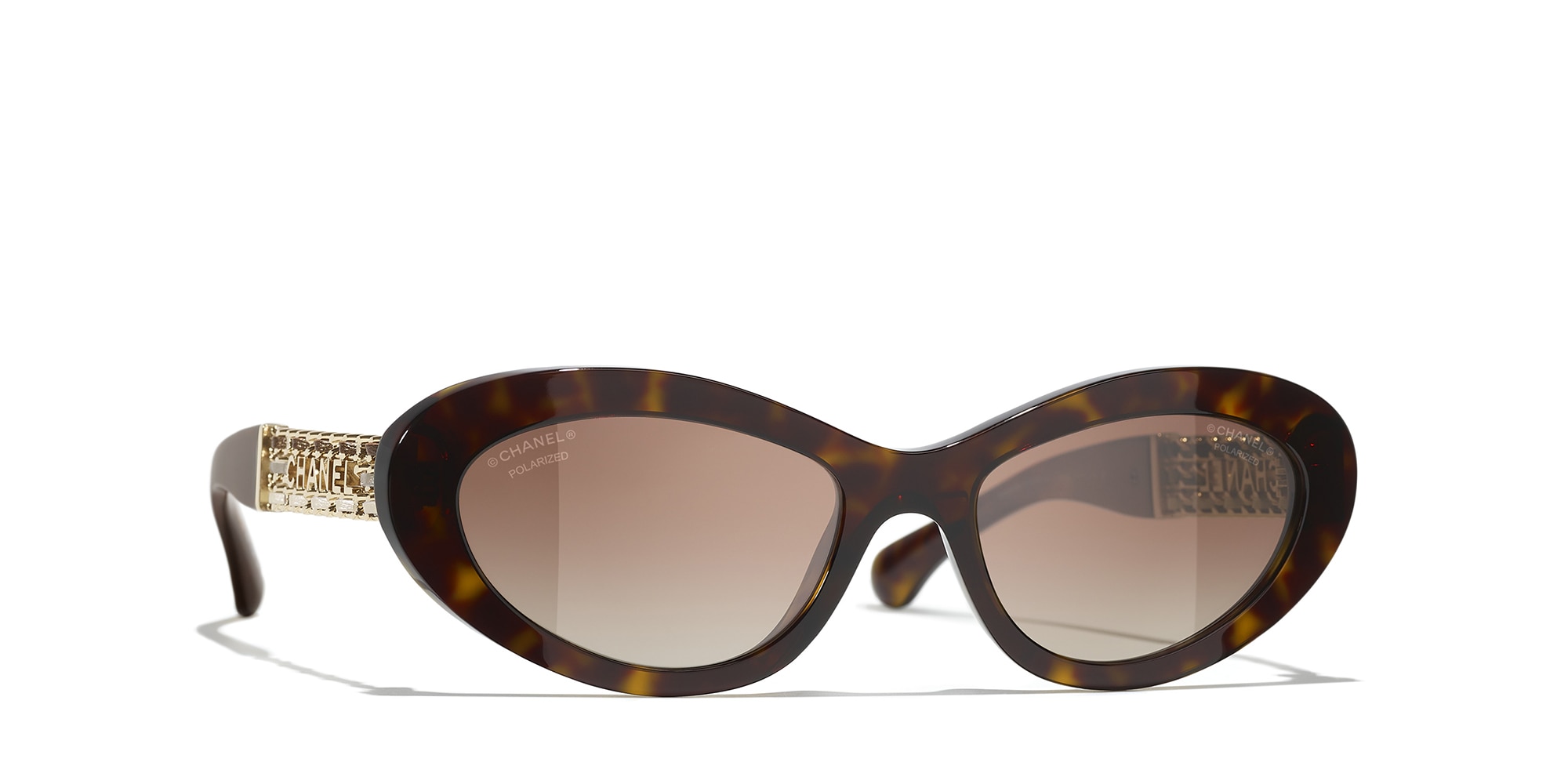 CHANEL シャネル ロゴ キャットアイ サングラス CH5538Q Chanel Cat Eye Sunglasses CH5538Q M (54 - 18) with Brown