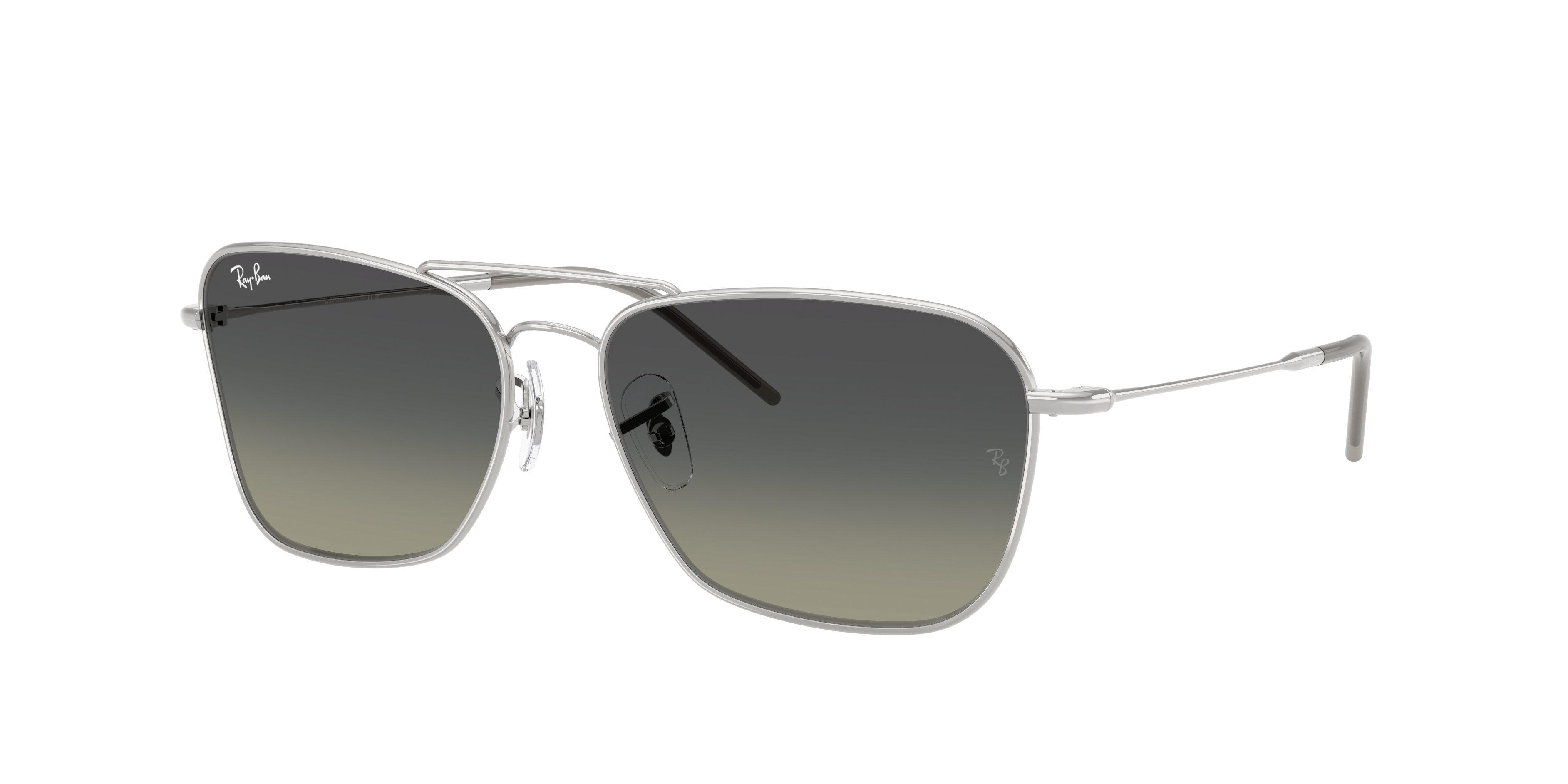 Ray-Ban Unisex Sunglass Caravan Reverse -  Frame color: Silver, Lens color: Grey Gradient