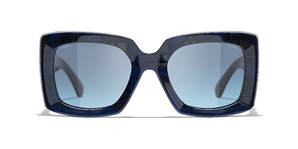 Chanel Rectangle Sunglasses CH5435 S (53 22) with Blue lenses