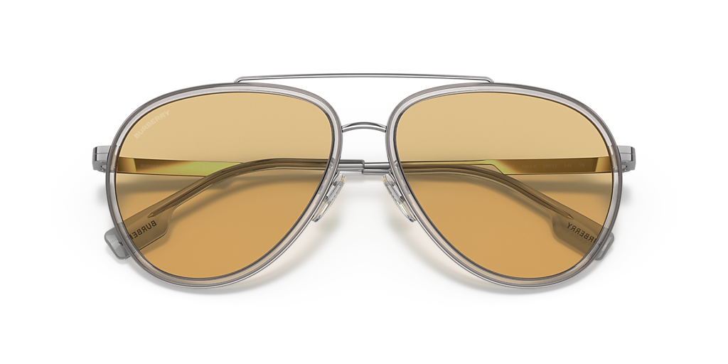 BURBERRY BE3125 Oliver Gunmetal - Men Luxury Sunglasses, Light Yellow Lens