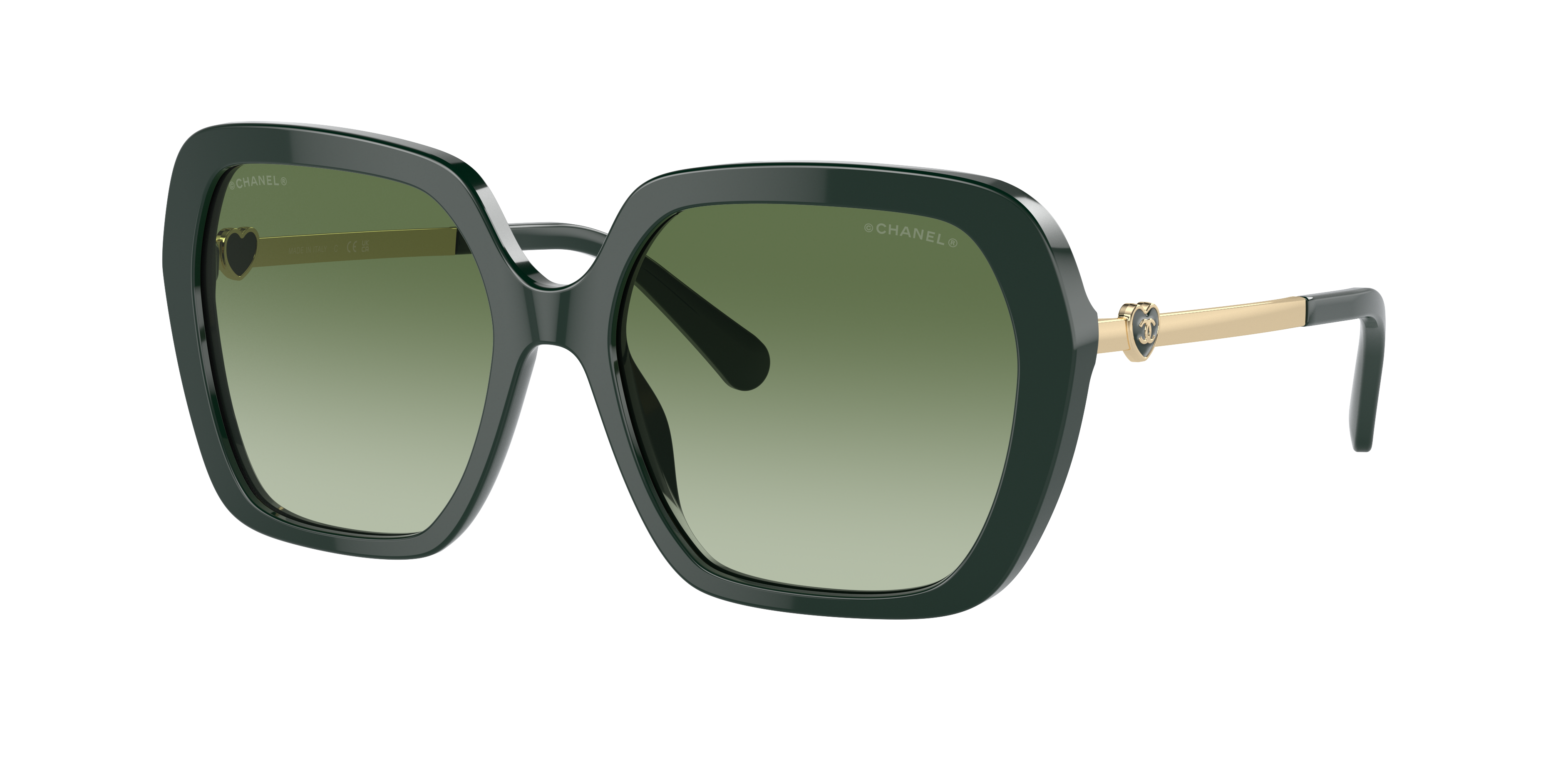 Chanel Woman Sunglass Square Sunglasses CH5521A -  Frame color: Green, Lens color: Green