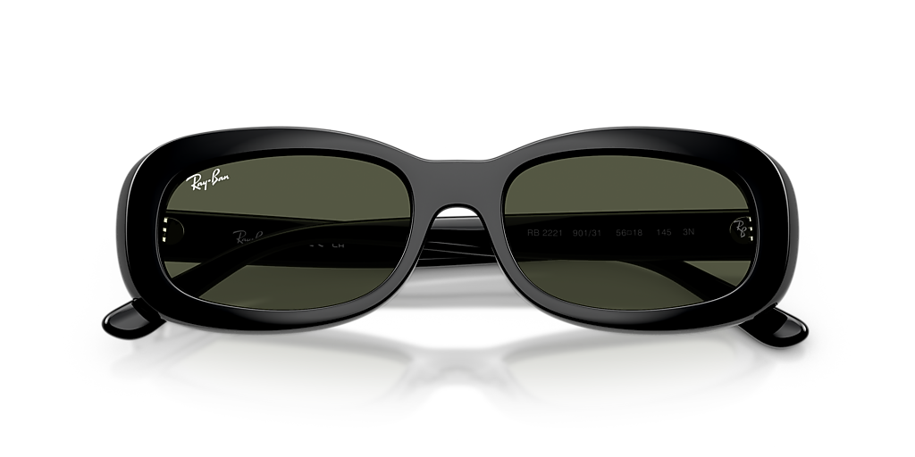 Ray-Ban RB2221 L (56 - 18) with Green lenses and Black frame  display picture 3