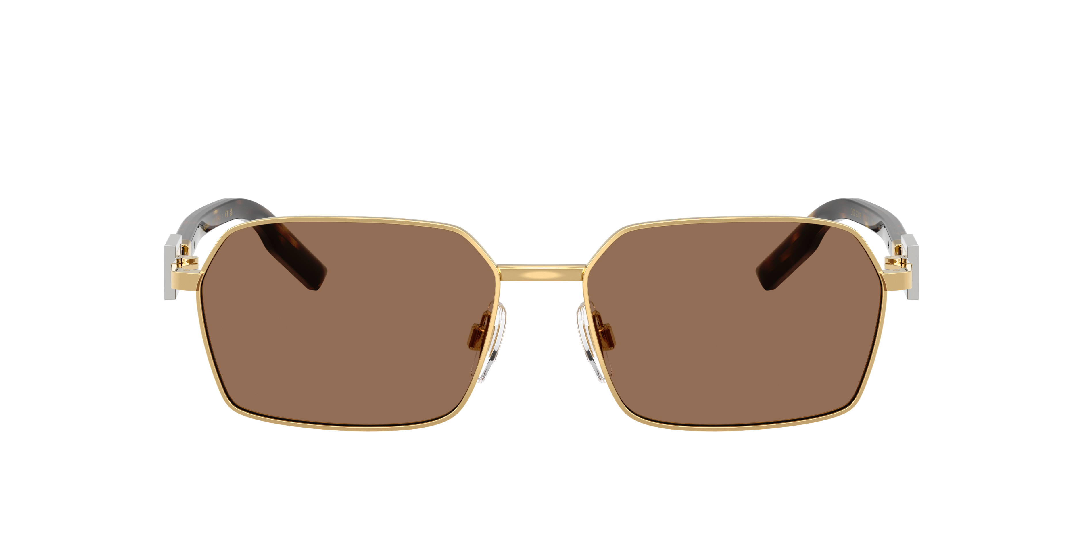 Dolce & Gabbana Wire-frame Rectangular Sunglasses In Dark Brown