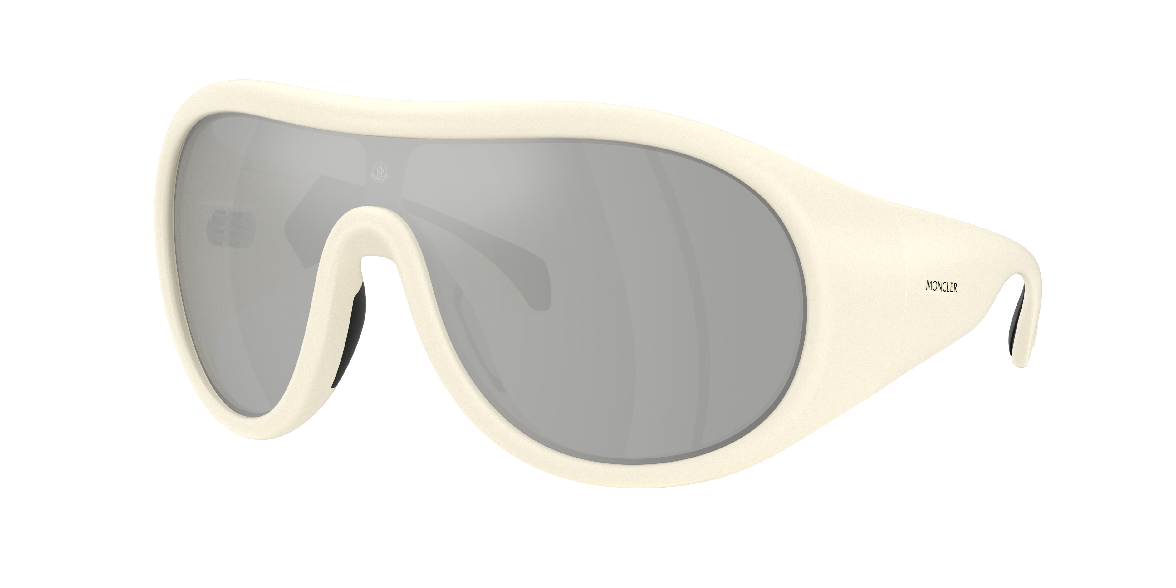 Moncler Unisex Sunglass Me8004 Cloche In Clear Mirror Silver