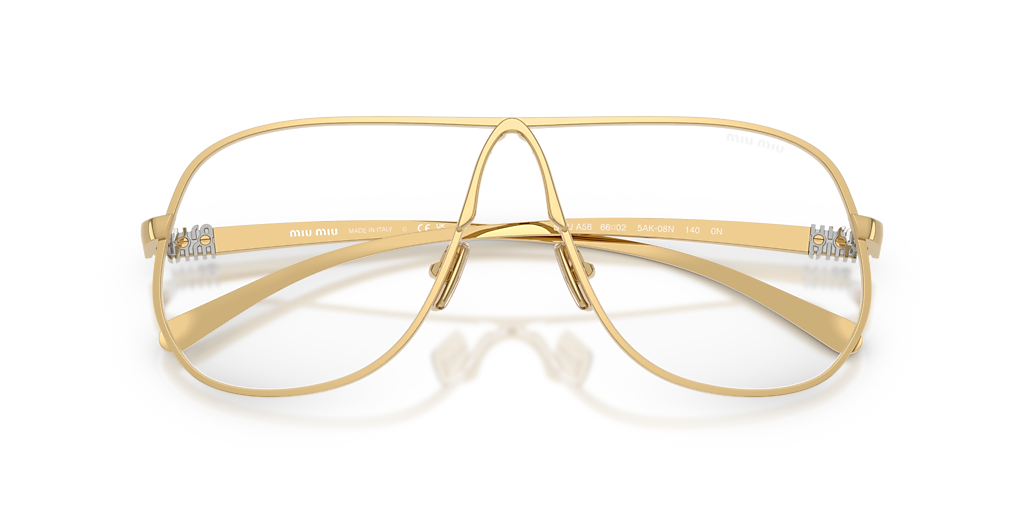 MIU MIU MU A56S Gold - Women Luxury Sunglasses, Clear Blue-Violet Light Filter Lens