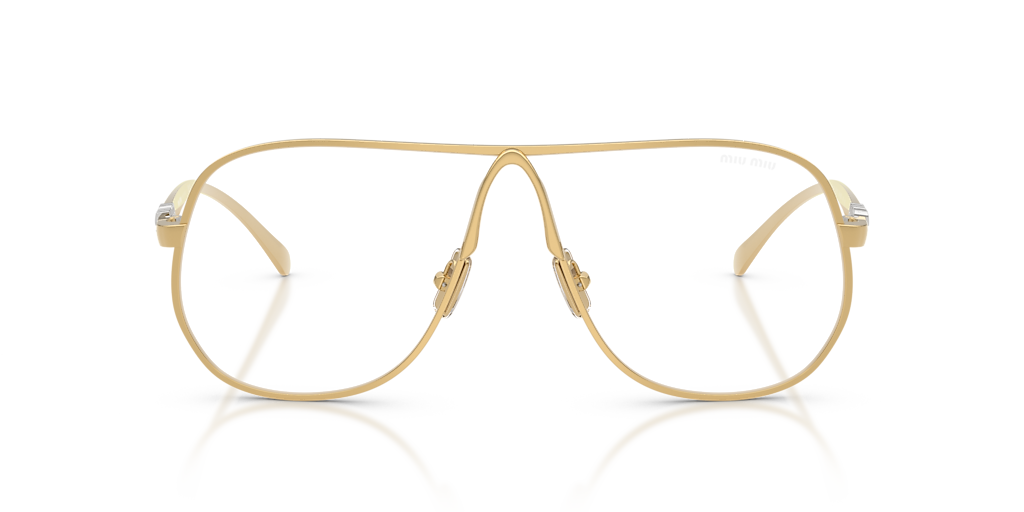 MIU MIU MU A56S Gold - Women Luxury Sunglasses, Clear Blue-Violet Light Filter Lens