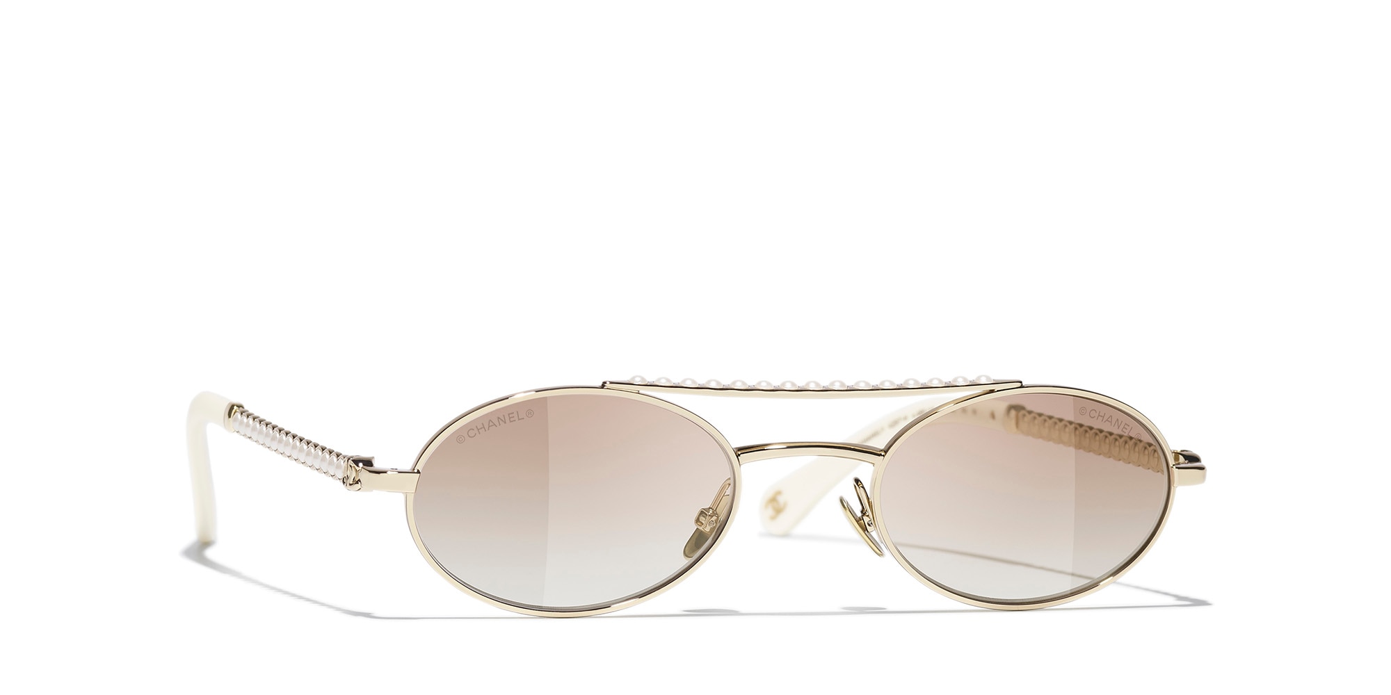 Chanel Woman Sunglass Oval Sunglasses CH4297H CH4297H -  Frame color: White, Lens color: Beige