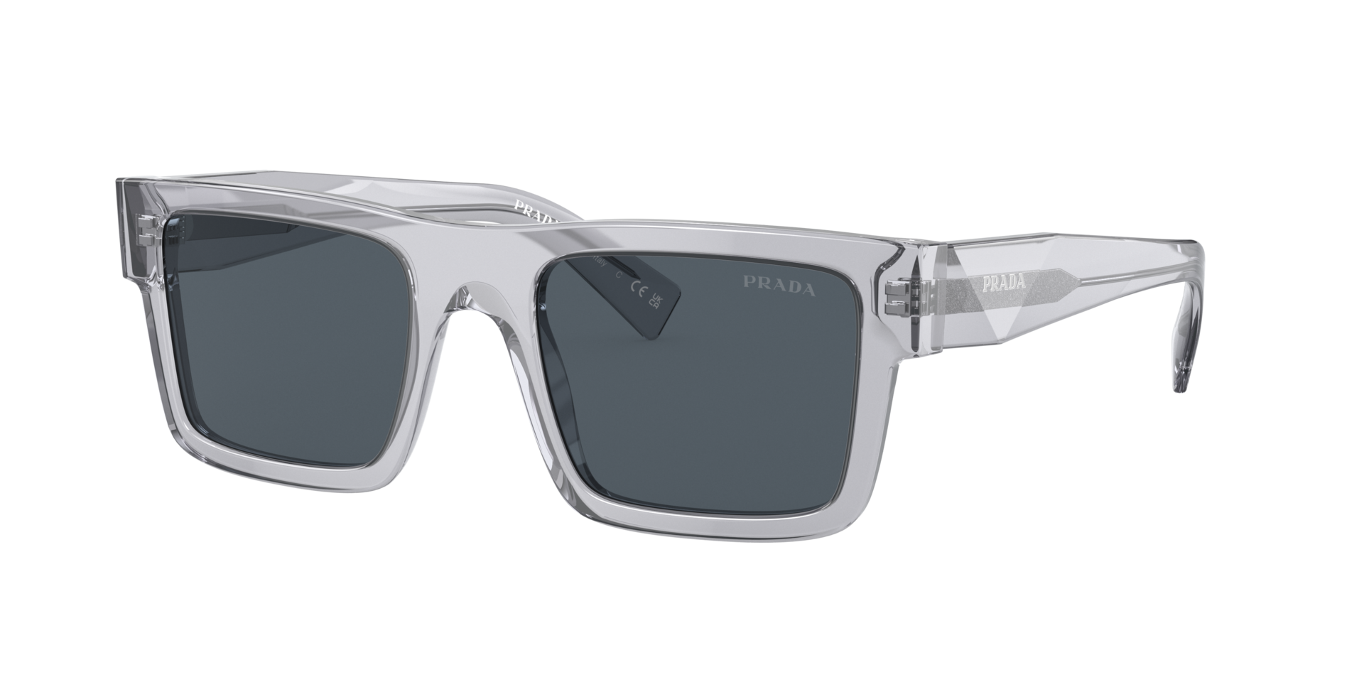 Prada Man Sunglass PR 19WS - Frame color: Crystal Grey, Lens color: Dark Grey