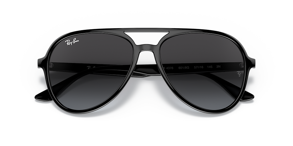 RAY-BAN RB4376 Black - Unisex Sunglasses, Dark Green Lens
