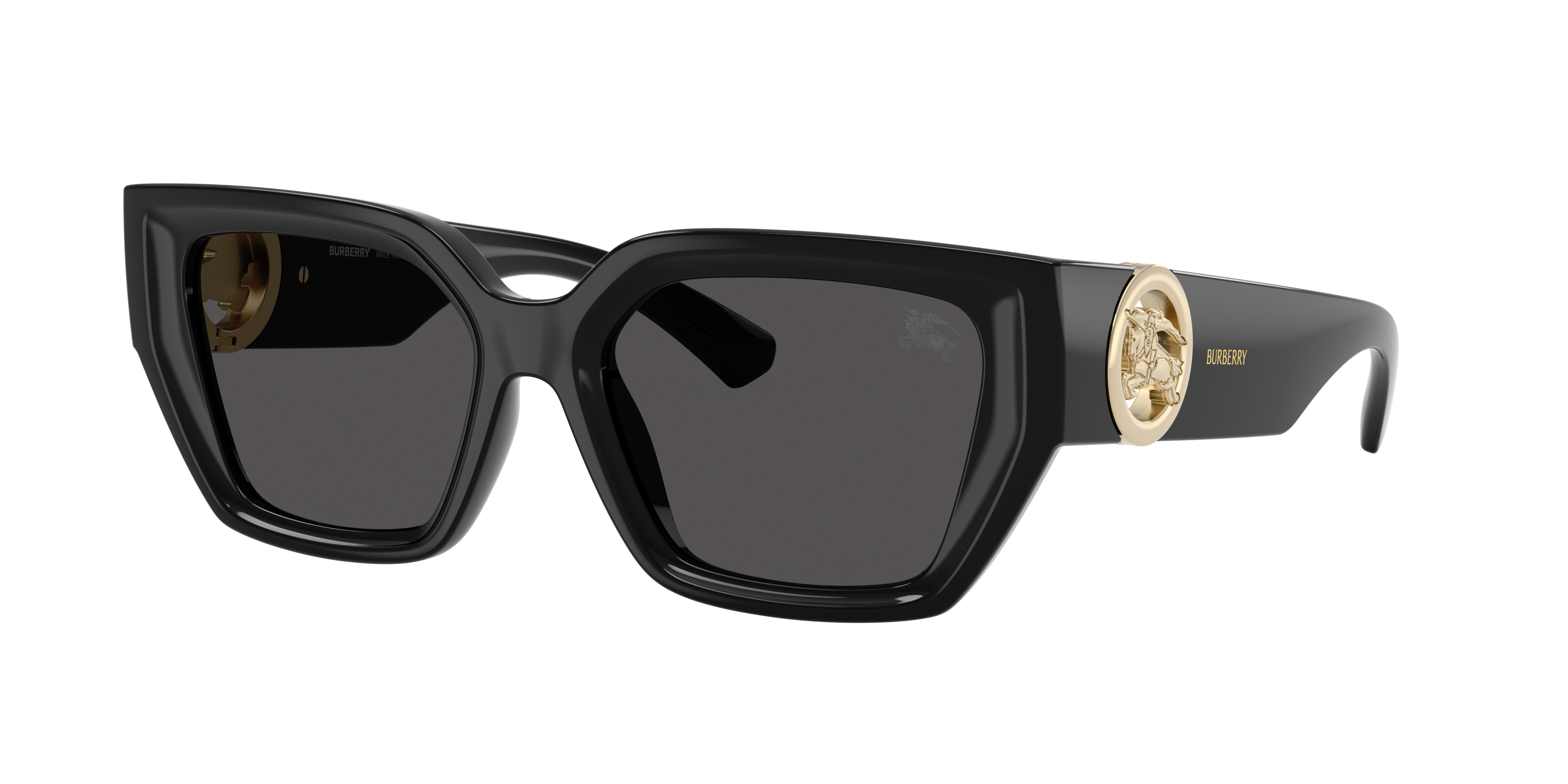 Burberry Geometric-frame Logo-plaque Sunglasses In Black