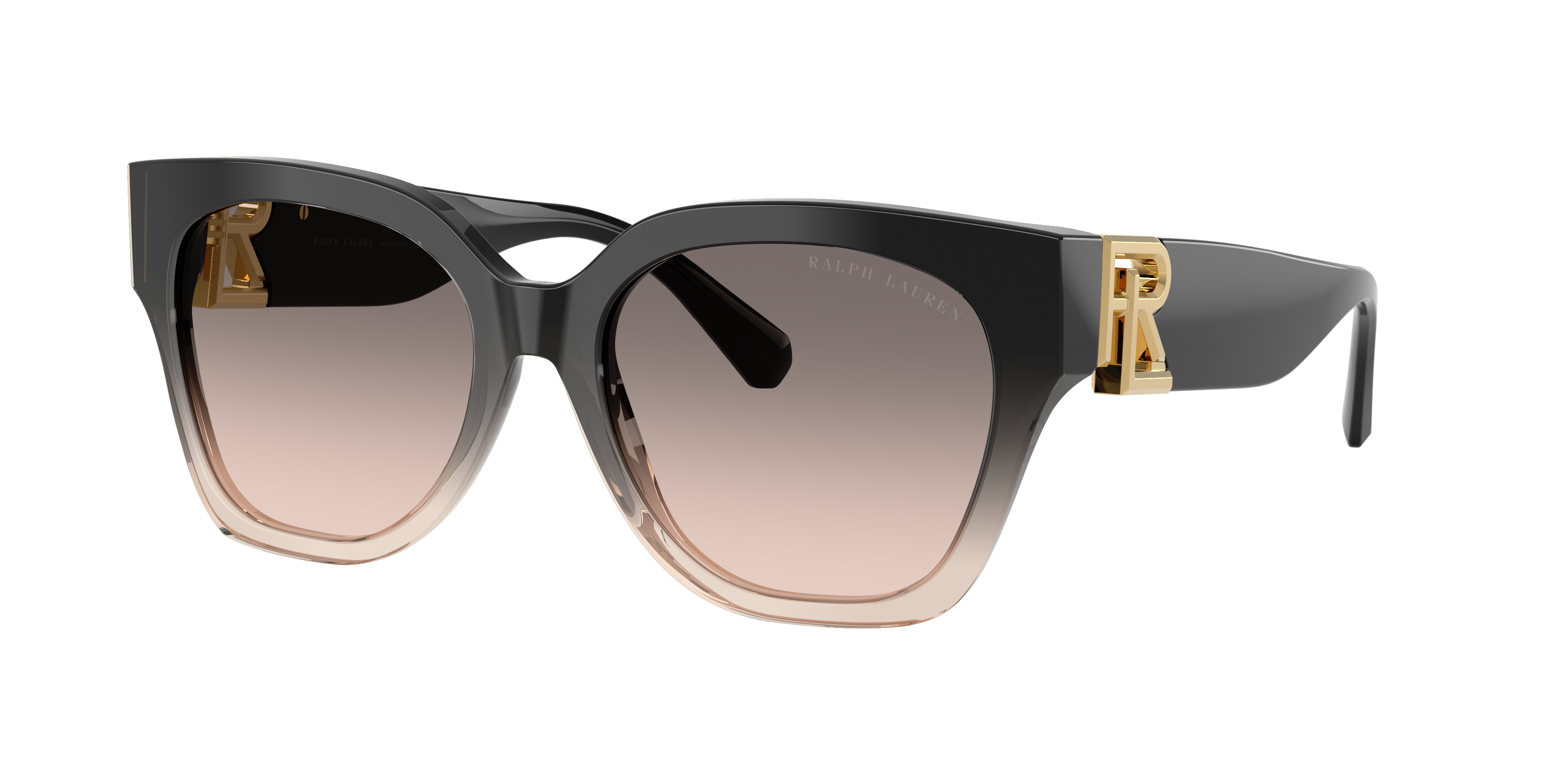 Ralph Lauren Woman Sunglass The Overszed Ricky -  Frame color: Shiny Grad Black/Transp Beige, Lens color: Pink Gradient Grey