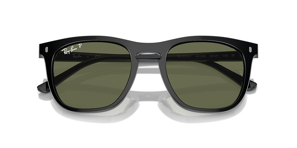 Ray-Ban(レイバン) サングラス - RB2210F ダークグレージュ Amazon.com: Ray-Ban RB2210F 901/31 53MM Black/Green Square