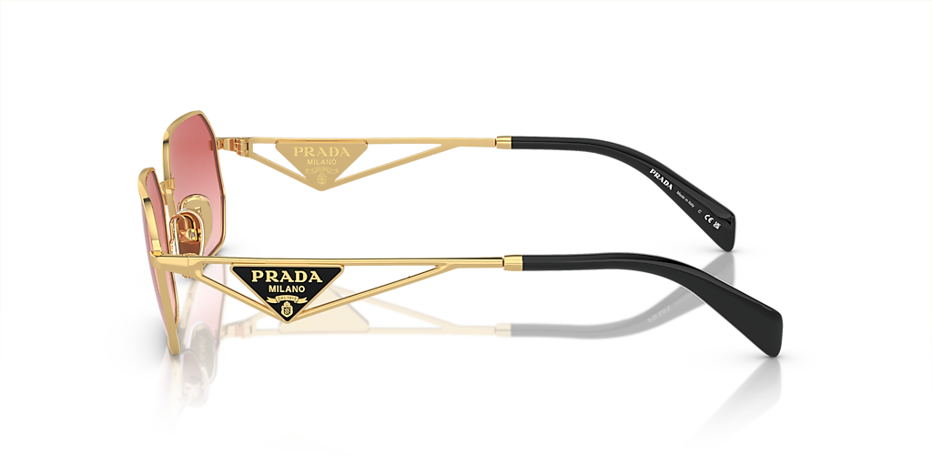 PRADA PR A51S Gold - Women Luxury Sunglasses, Pink Gradient Red Lens