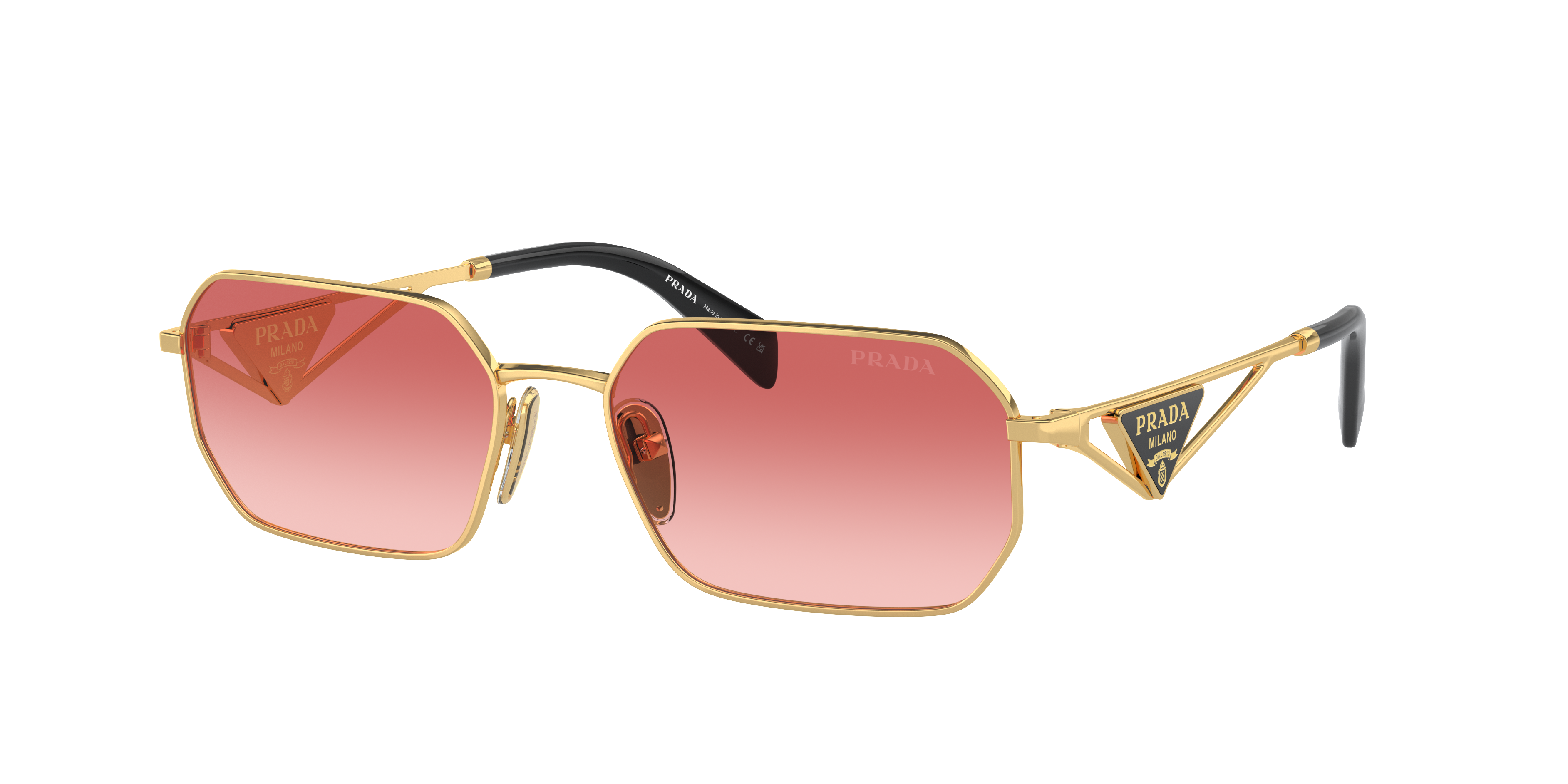 Prada Womens Gold Pr A51s Irregular-frame Metal Sunglasses