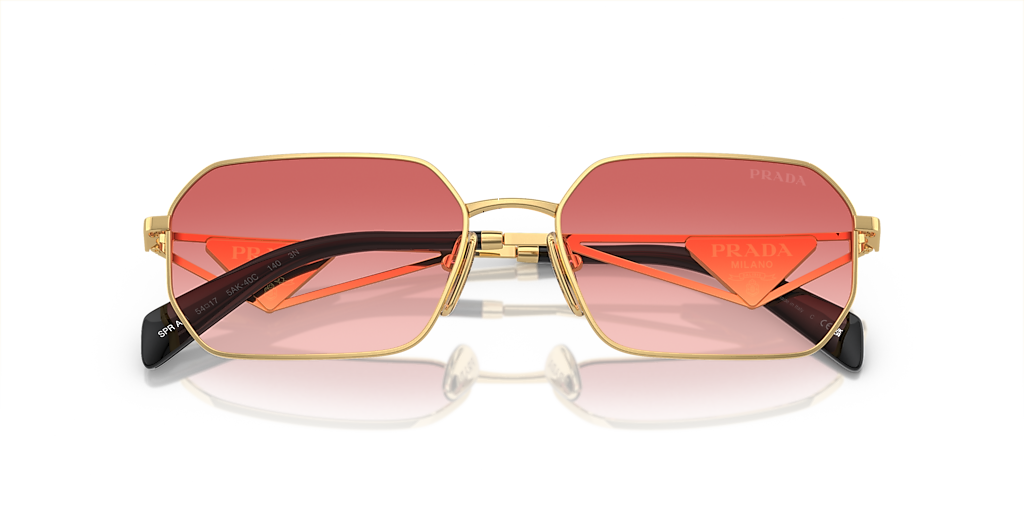 PRADA PR A51S Gold - Women Luxury Sunglasses, Pink Gradient Red Lens