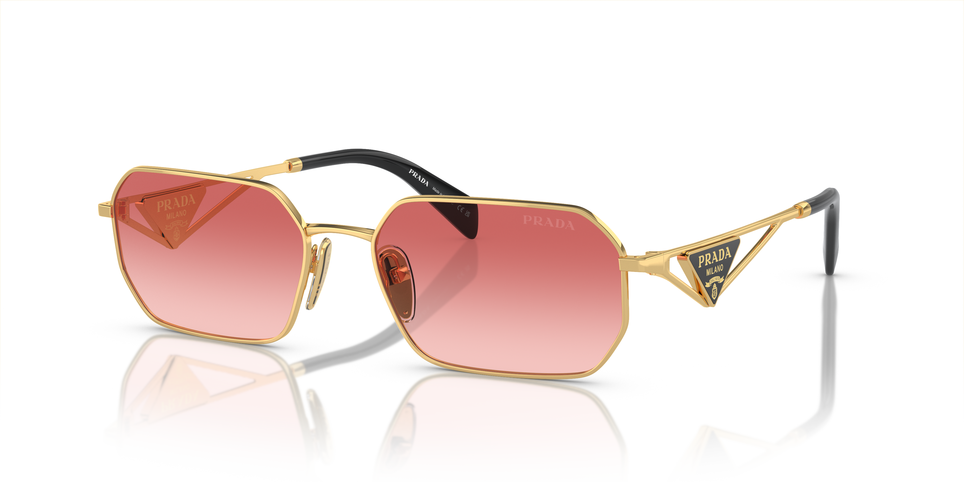 Prada PR A51S XL (58 - 17) with Pink lenses and Gold frame