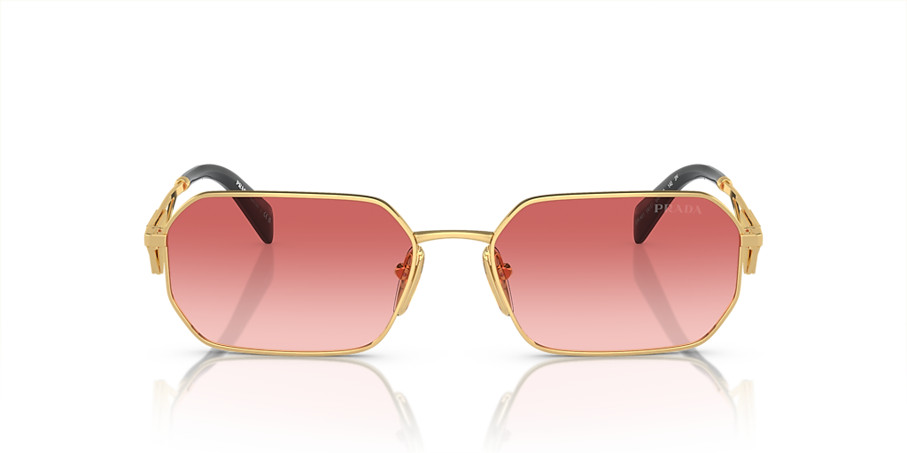 PRADA PR A51S Gold - Women Luxury Sunglasses, Pink Gradient Red Lens