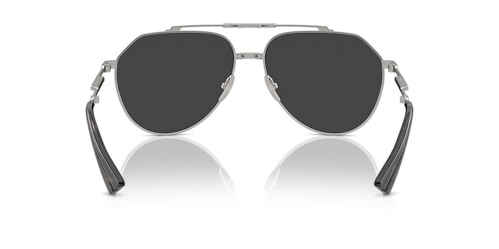 DOLCE&GABBANA DG2302 Matte Silver - Men Luxury Sunglasses, Polarized Black Lens