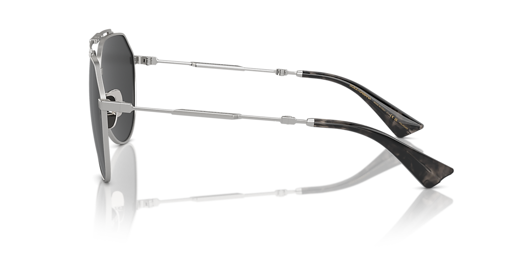 DOLCE&GABBANA DG2302 Matte Silver - Men Luxury Sunglasses, Polarized Black Lens