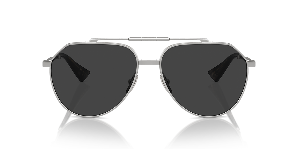 DOLCE&GABBANA DG2302 Matte Silver - Men Luxury Sunglasses, Polarized Black Lens