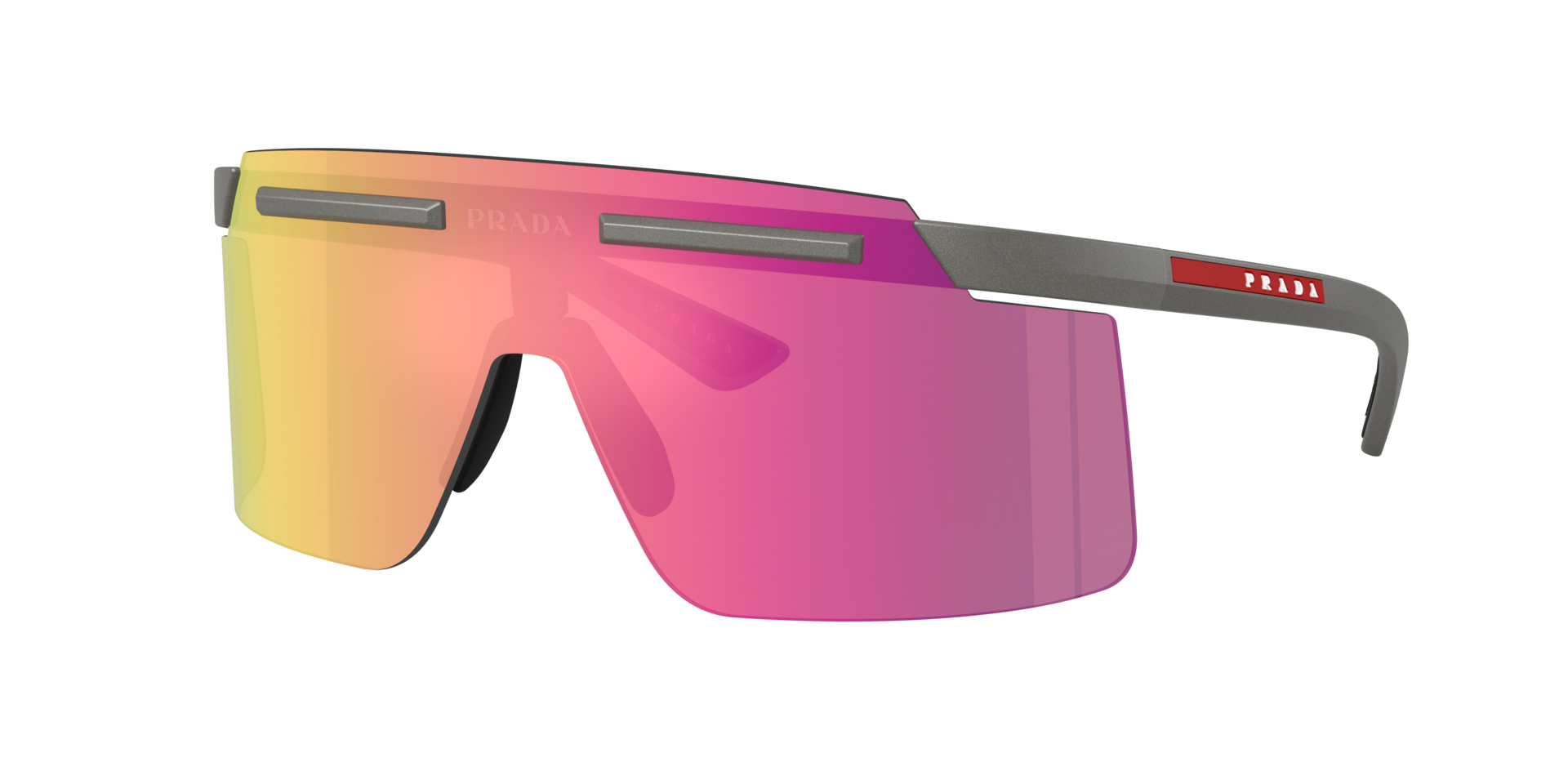 Prada Linea Rossa Man Sunglass PS B06S -  Frame color: Metal Grey, Lens color: Violet Mirror Pink