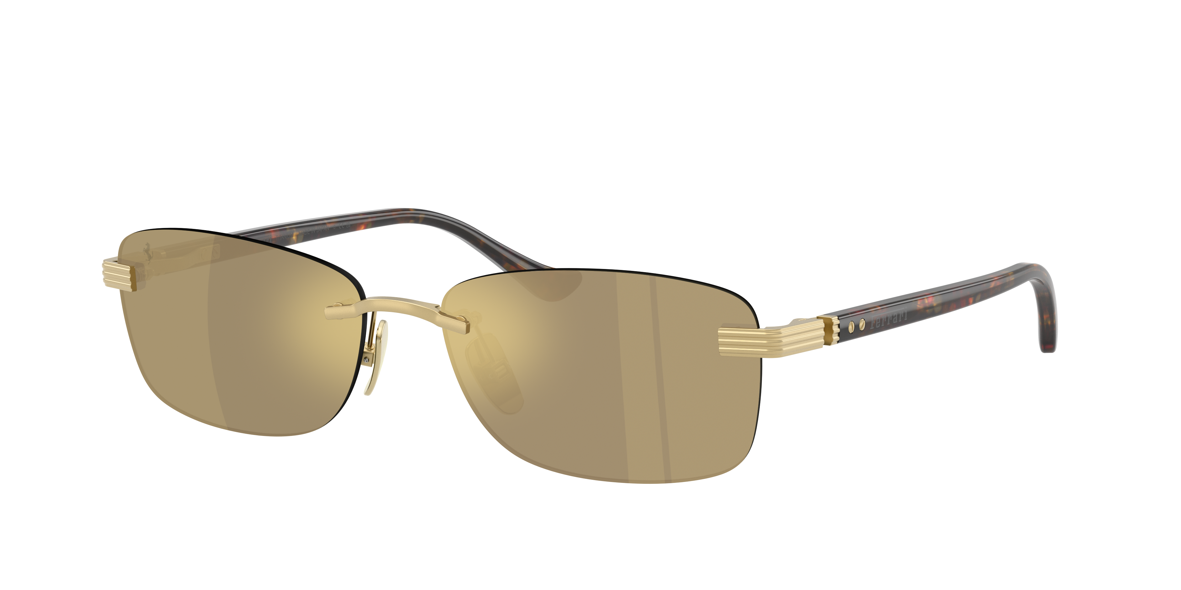 Ferrari Unisex Sunglass FH1029TD -  Frame color: Gold Matte, Lens color: Clear Mirror Yellow Gold