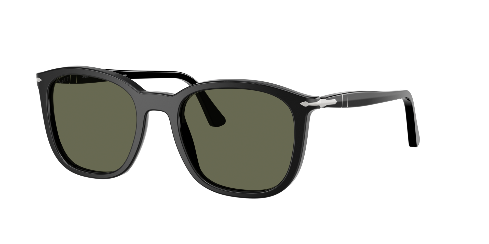 Persol Unisex Sunglass PO3355S -  Frame color: Black, Lens color: Polar Green