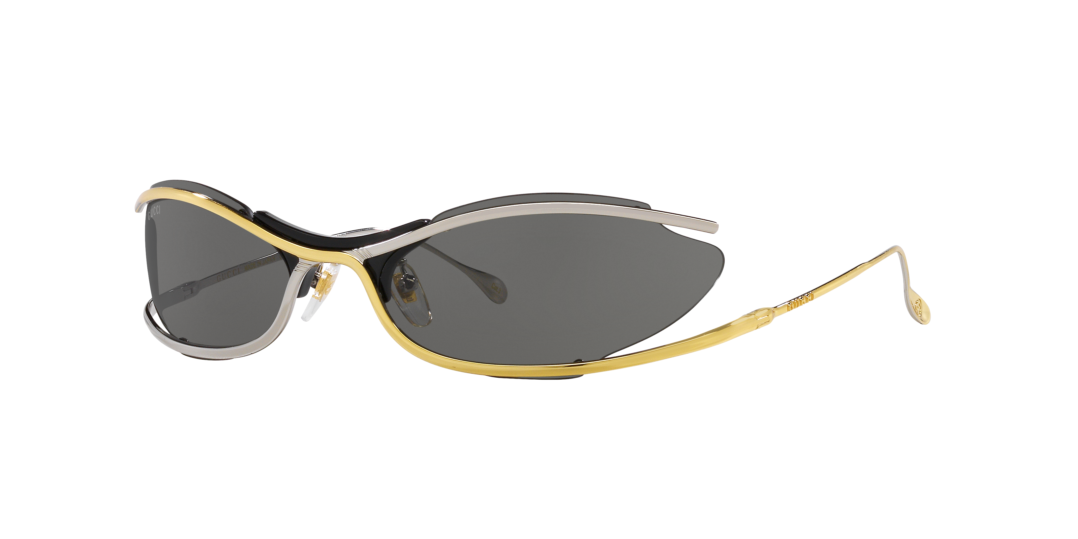Gucci GG1487S-001 XXL (68 - 21) with Grey lenses and Gold frame