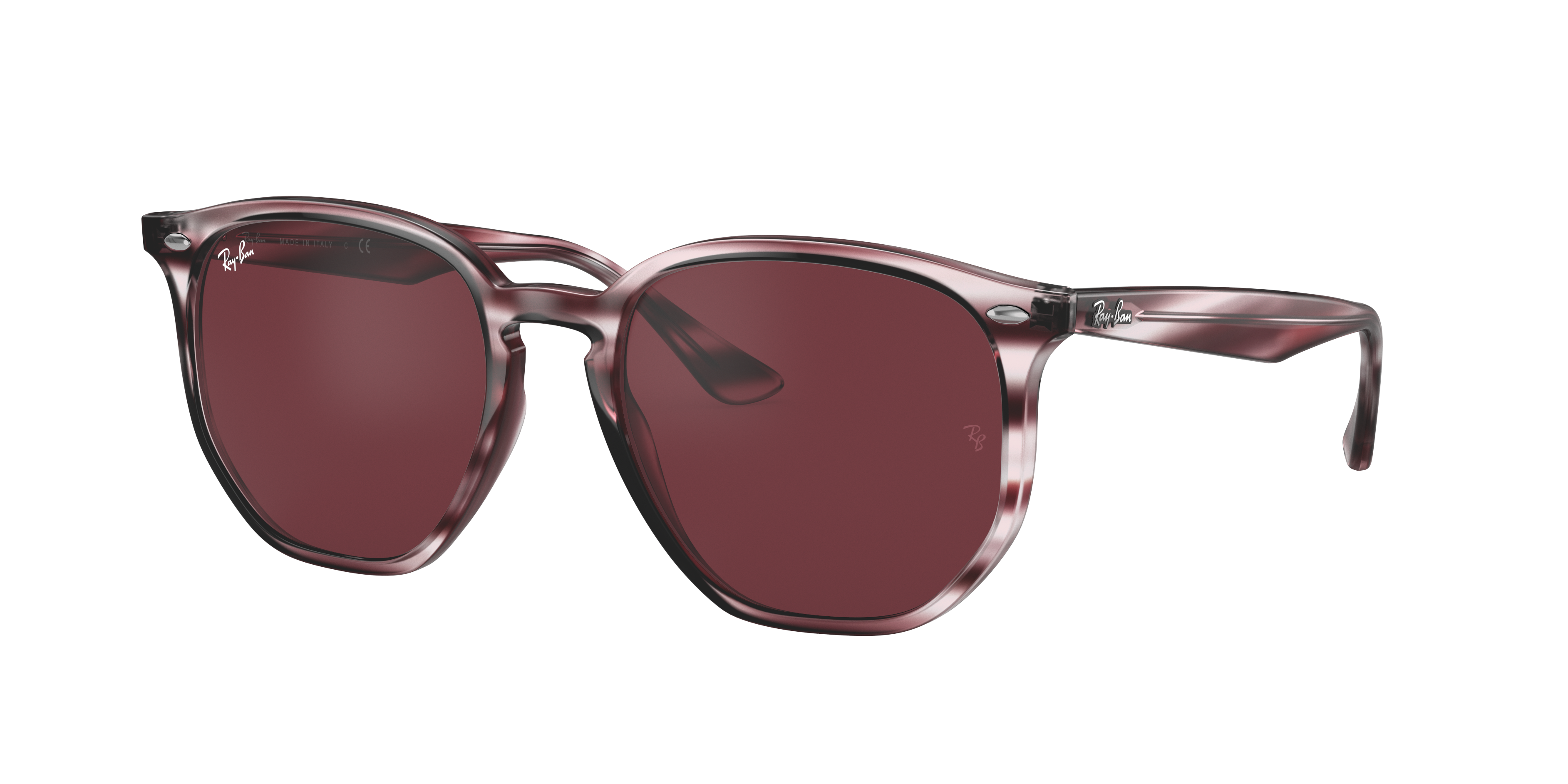 RAY-BAN RB4306 Striped Bordeaux Havana - Unisex Sunglasses, Dark Violet Lens