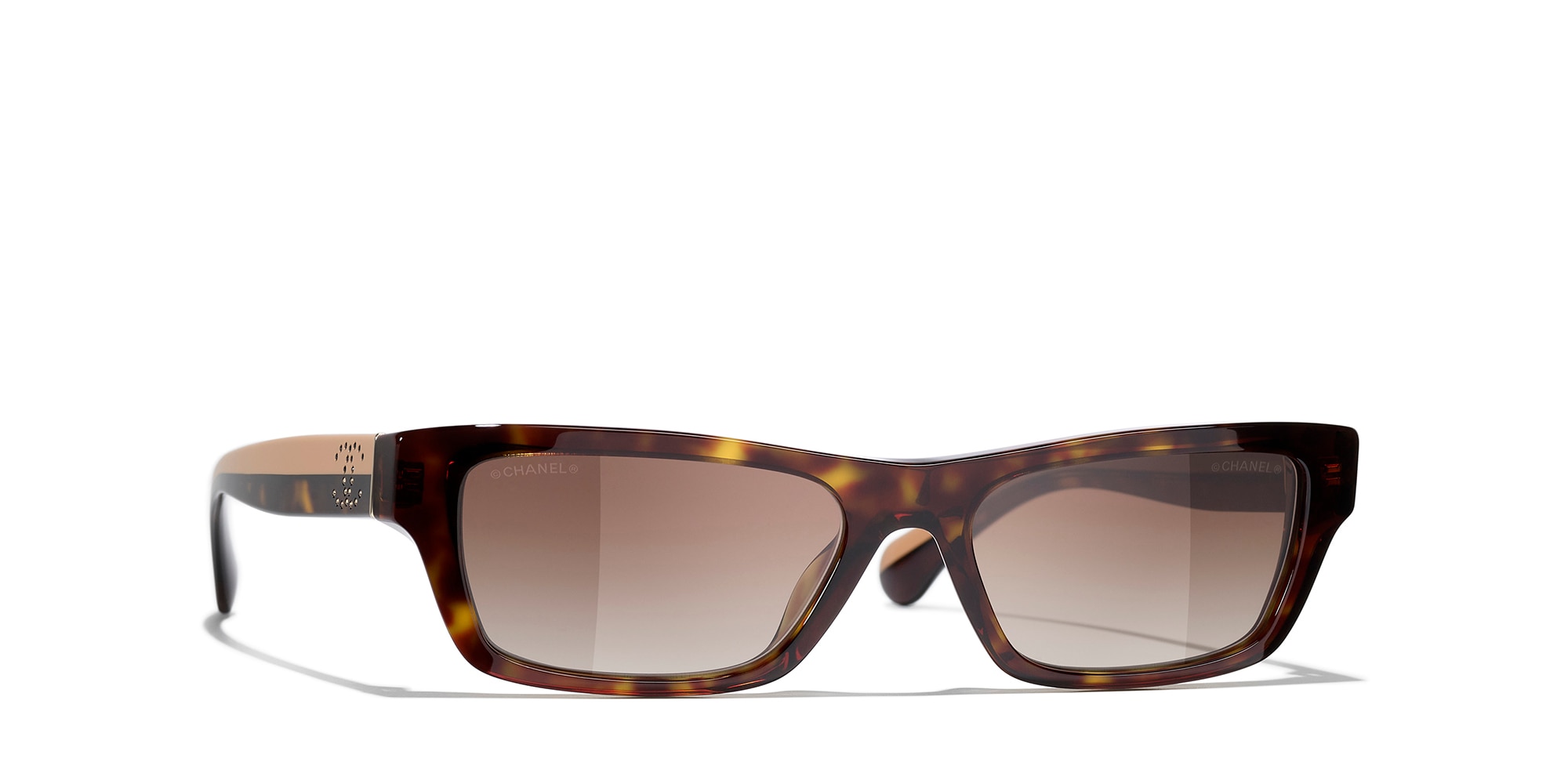 Chanel Woman Sunglass Rectangle Sunglasses CH5564B CH5564B -  Frame color: Dark Havana, Lens color: Brown